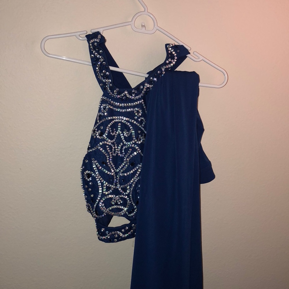 size 2 blue two piece prom dress